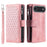 For iPhone Air Wallet Case Rhombus Stitching Line PU Leather Phone Cover with Wrist Strap - Rose Gold - 7