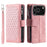 For iPhone 18 Pro / 17 Pro Wallet Case Rhombus Stitching Line PU Leather Phone Cover with Wrist Strap - Rose Gold - 7