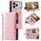 For iPhone 18 Pro Max / 17 Pro Max Wallet Case Rhombus Stitching Line PU Leather Phone Cover with Wrist Strap - Rose Gold - 1