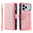 For iPhone 18 Pro Max / 17 Pro Max Wallet Case Rhombus Stitching Line PU Leather Phone Cover with Wrist Strap - Rose Gold - 7