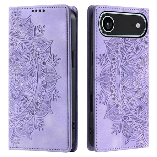For iPhone Air Case Magnetic Closing Leather Phone Cover Pattern Imprinted - Purple - 1