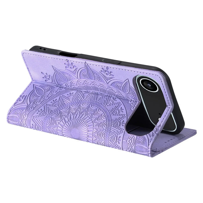 For iPhone Air Case Magnetic Closing Leather Phone Cover Pattern Imprinted - Purple - 4