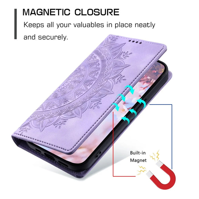 For iPhone Air Case Magnetic Closing Leather Phone Cover Pattern Imprinted - Purple - 6