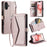 For iPhone 17 Leather Case with Wrist Strap Wallet Stand Phone Cover - Rose Gold - 1