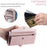 For iPhone 17 Leather Case with Wrist Strap Wallet Stand Phone Cover - Rose Gold - 7