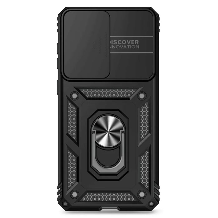 For Samsung Galaxy S25 Edge Case PC + TPU Phone Cover with Lens Protection Kickstand - Black - 3