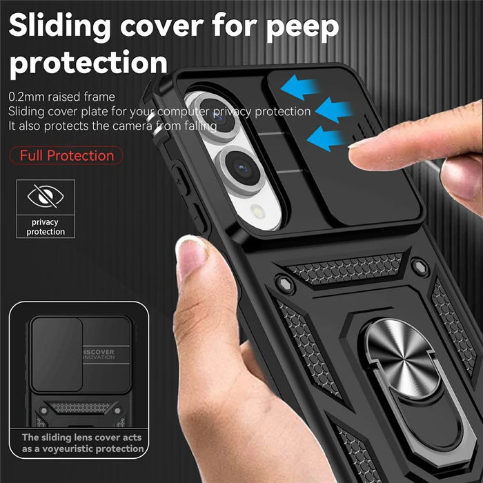 For Samsung Galaxy S25 Edge Case PC + TPU Phone Cover with Lens Protection Kickstand - Black - 7