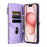 For iPhone 17 Case TPU + PU Leather Wallet Phone Cover with Wrist Strap - Purple - 2