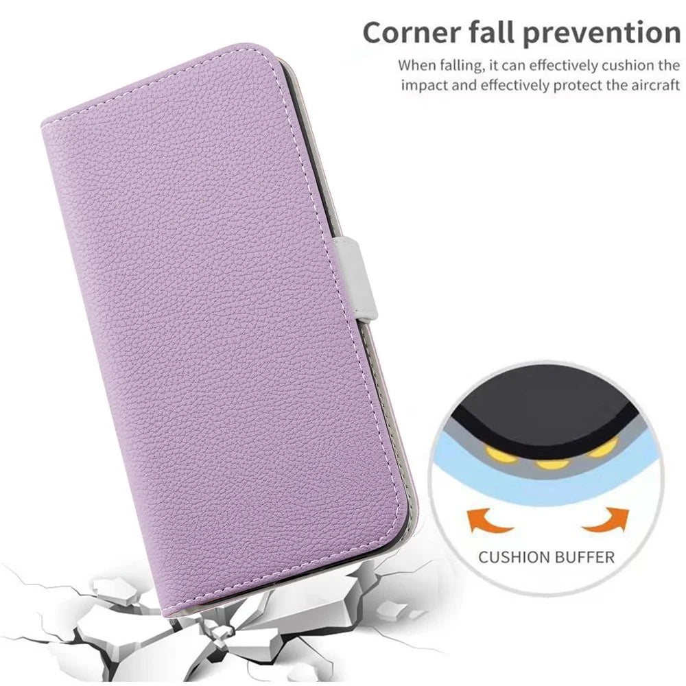 For Google Pixel 7 5G Litchi Texture PU Leather Full Protection Case Candy Color Phone Wallet Cover with Stand - Light Purple - 5