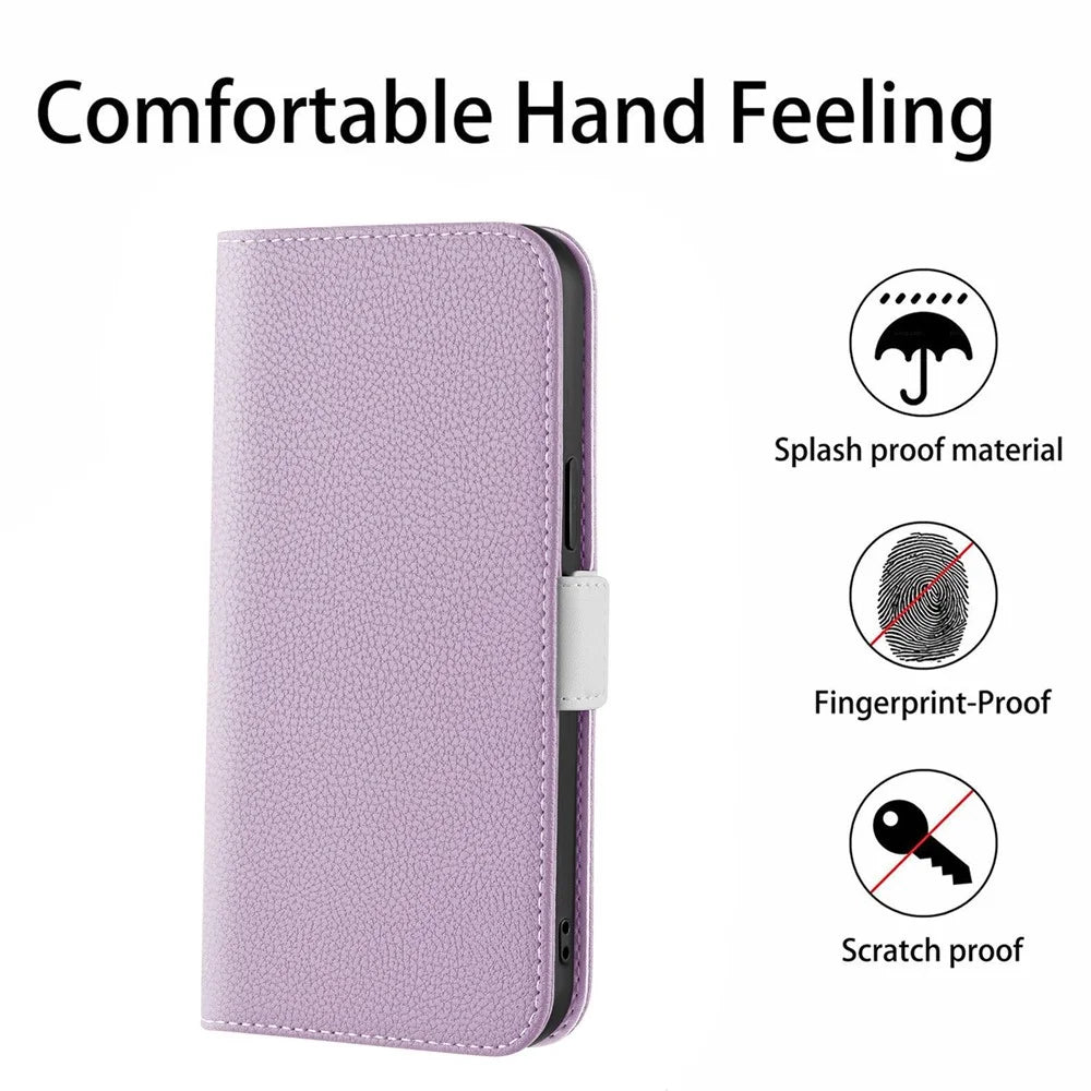 For Google Pixel 7 5G Litchi Texture PU Leather Full Protection Case Candy Color Phone Wallet Cover with Stand - Light Purple - 6