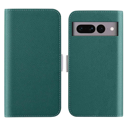 For Google Pixel 7 Pro 5G Litchi Texture Candy Color PU Leather Case Foldable Stand Wallet Phone Full Protection Cover - Dark Green - 1