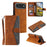 For iPhone Air Leather Case Splicing Stitching Wallet Phone Cover with Wrist Strap - Brown - 1