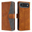 For iPhone Air Leather Case Splicing Stitching Wallet Phone Cover with Wrist Strap - Brown - 6
