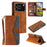 For iPhone 18 Pro / 17 Pro Leather Case Splicing Stitching Wallet Phone Cover with Wrist Strap - Brown - 1