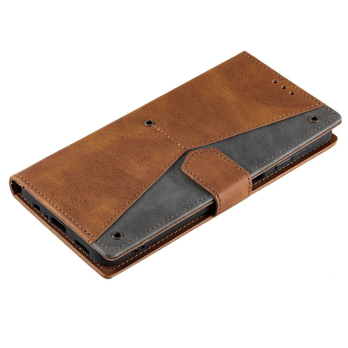 For iPhone 18 Pro / 17 Pro Leather Case Splicing Stitching Wallet Phone Cover with Wrist Strap - Brown - 5