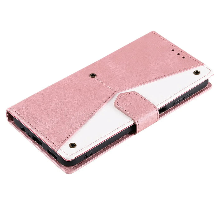 For iPhone 18 Pro Max / 17 Pro Max Leather Case Splicing Stitching Wallet Phone Cover with Wrist Strap - Rose Gold - 5