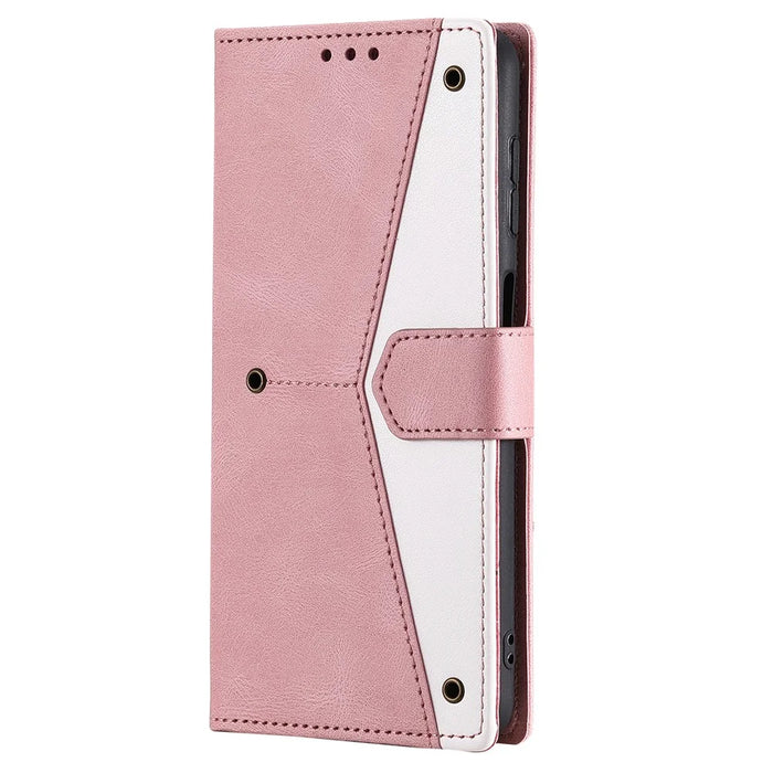 For iPhone 18 Pro Max / 17 Pro Max Leather Case Splicing Stitching Wallet Phone Cover with Wrist Strap - Rose Gold - 7