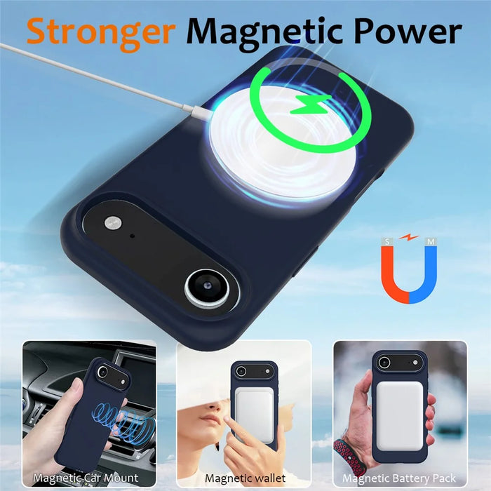 For iPhone Air Case Compatible with MagSafe Anti-Drop Liquid Silicone Phone Cover - Dark Blue - 3