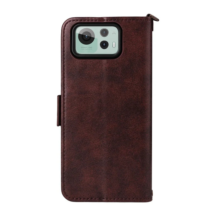 For Asus Zenfone 12 Ultra 5G Leather Case Magnetic Closure Wallet Stand Phone Cover with Crossbody Strap - Brown - 7