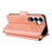 For Samsung Galaxy S25+ Leather Case Magnetic Closure Wallet Stand Phone Cover with Crossbody Strap - Pink - 4
