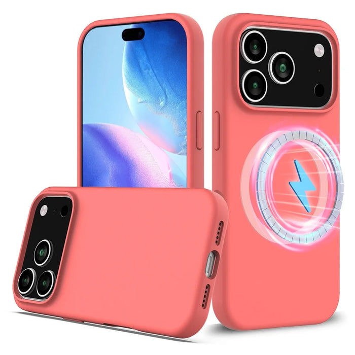 For iPhone 18 Pro / 17 Pro Case Compatible with MagSafe Anti-Drop Liquid Silicone Phone Cover - Hot Pink - 1