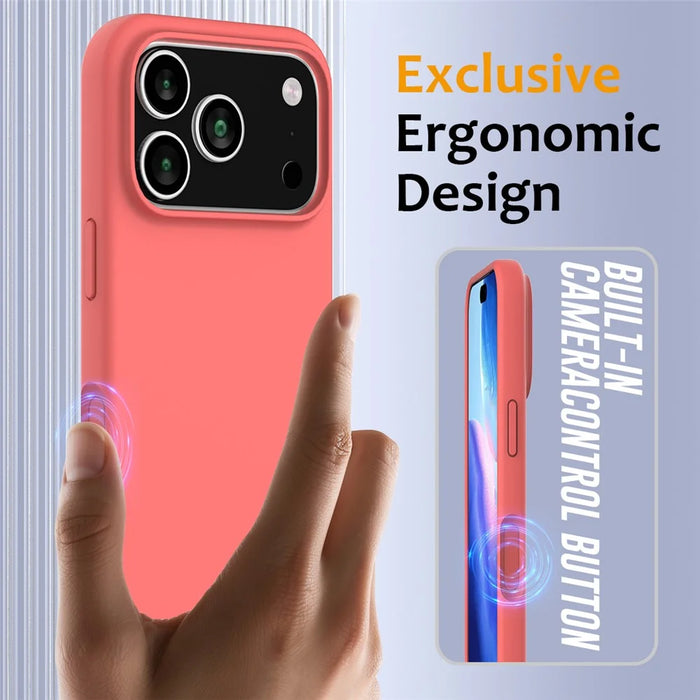For iPhone 18 Pro / 17 Pro Case Compatible with MagSafe Anti-Drop Liquid Silicone Phone Cover - Hot Pink - 4