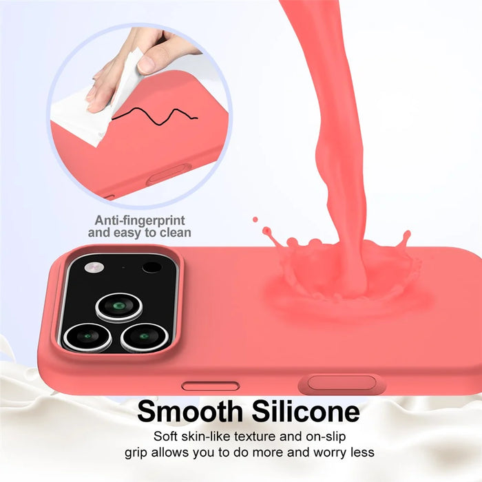 For iPhone 18 Pro / 17 Pro Case Compatible with MagSafe Anti-Drop Liquid Silicone Phone Cover - Hot Pink - 5