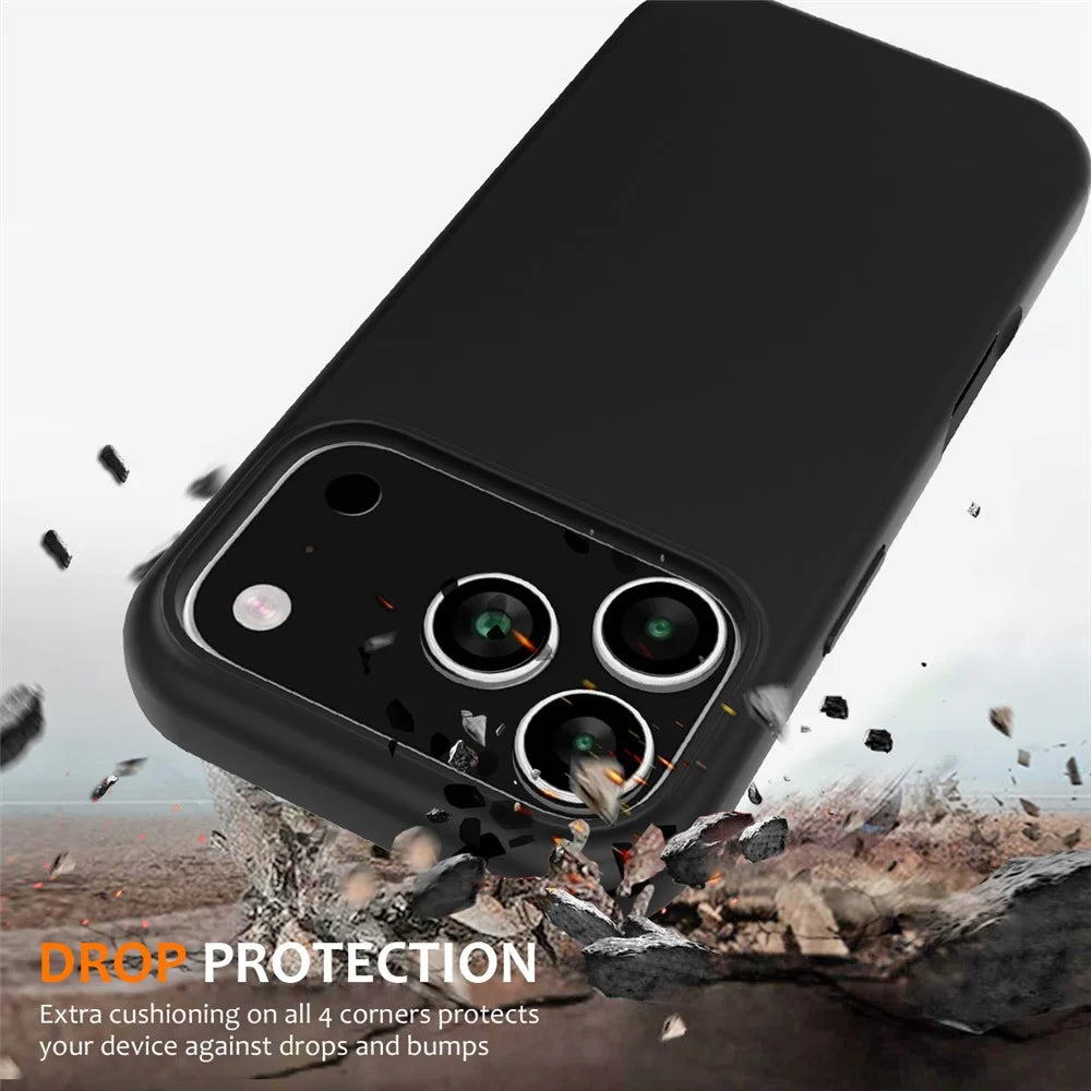 For iPhone 18 Pro Max / 17 Pro Max Case Compatible with MagSafe Anti-Drop Liquid Silicone Phone Cover - Black - 2
