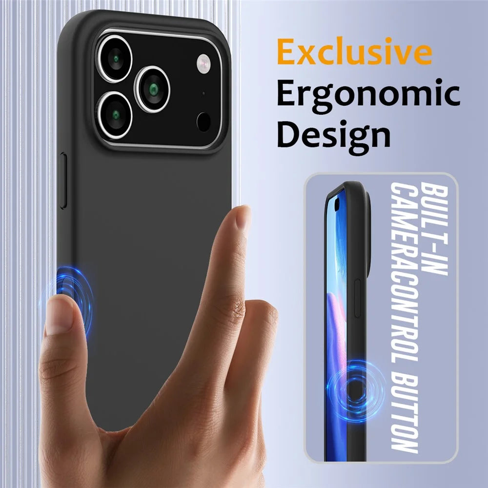 For iPhone 18 Pro Max / 17 Pro Max Case Compatible with MagSafe Anti-Drop Liquid Silicone Phone Cover - Black - 4
