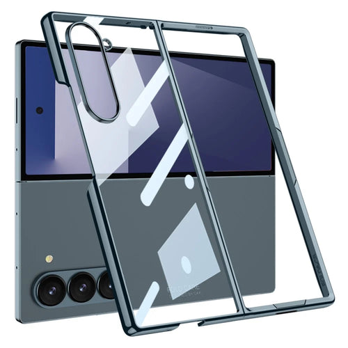 GKK For Samsung Galaxy Z Fold7 5G Case Electroplating Hard PC Tempered Glass Phone Cover with Screen Film - Green - 1