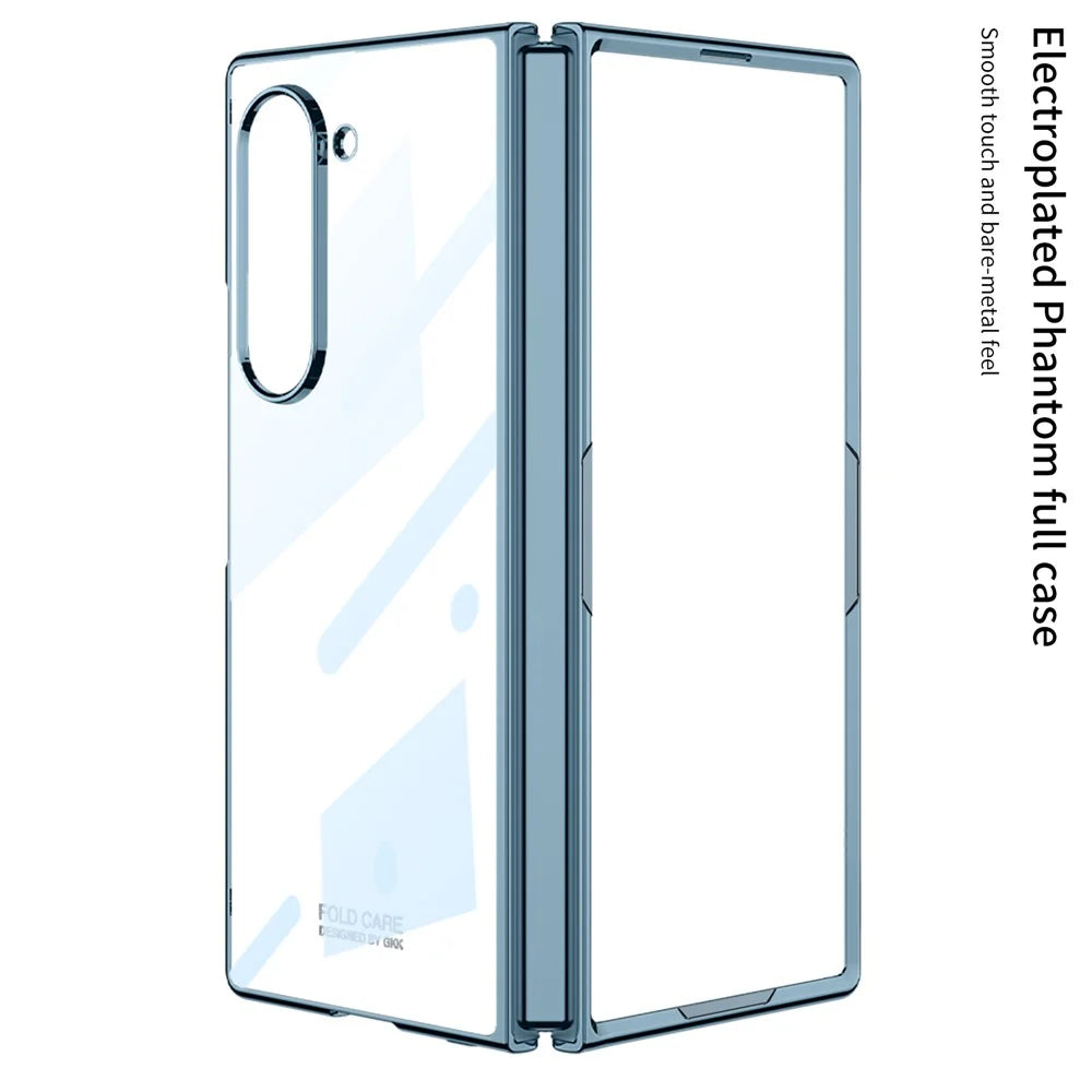 GKK For Samsung Galaxy Z Fold7 5G Case Electroplating Hard PC Tempered Glass Phone Cover with Screen Film - Green - 2