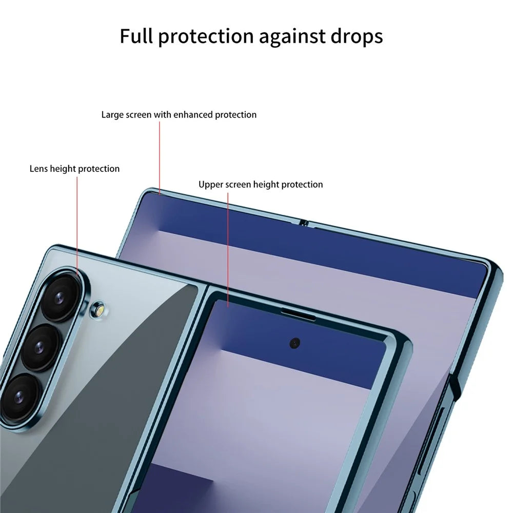 GKK For Samsung Galaxy Z Fold7 5G Case Electroplating Hard PC Tempered Glass Phone Cover with Screen Film - Green - 4