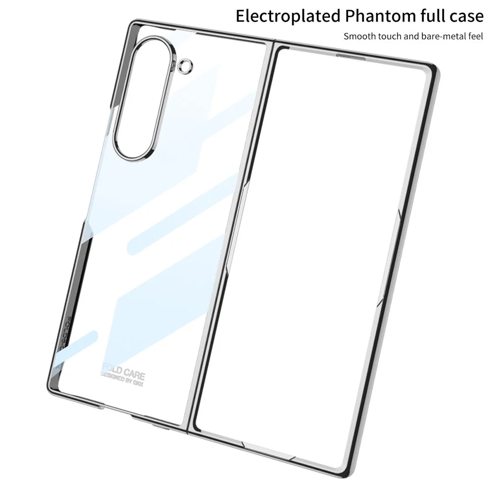 GKK For Samsung Galaxy Z Fold7 5G Case Electroplating Hard PC Tempered Glass Phone Cover with Screen Film - Green - 5