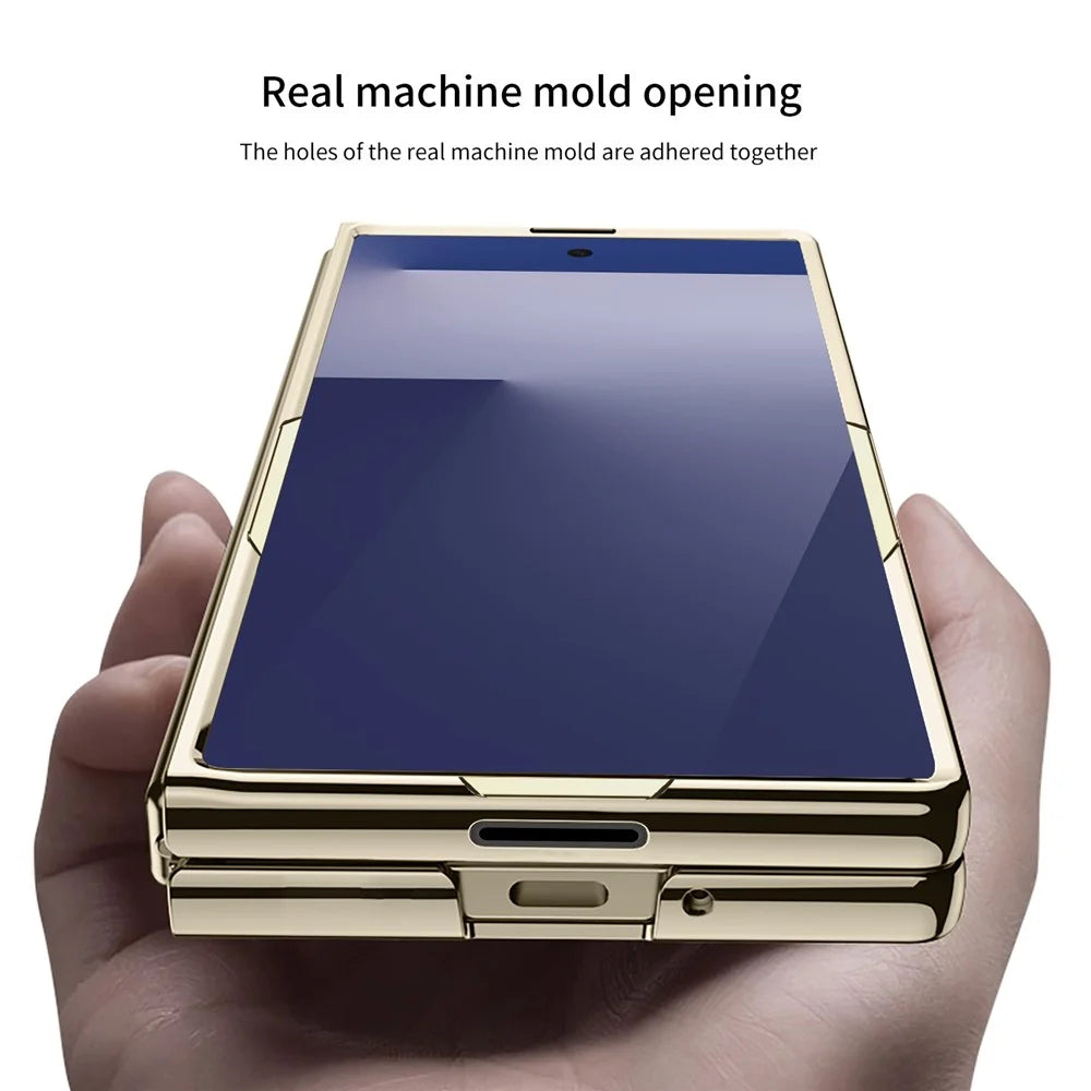GKK For Samsung Galaxy Z Fold7 5G Case Electroplating Hard PC Tempered Glass Phone Cover with Screen Film - Green - 6