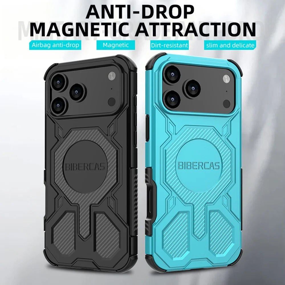 BIBERCAS J-16 Series For iPhone 18 Pro / 17 Pro Case Compatible with MagSafe Anti Drop TPU + PC Phone Cover - Black - 2
