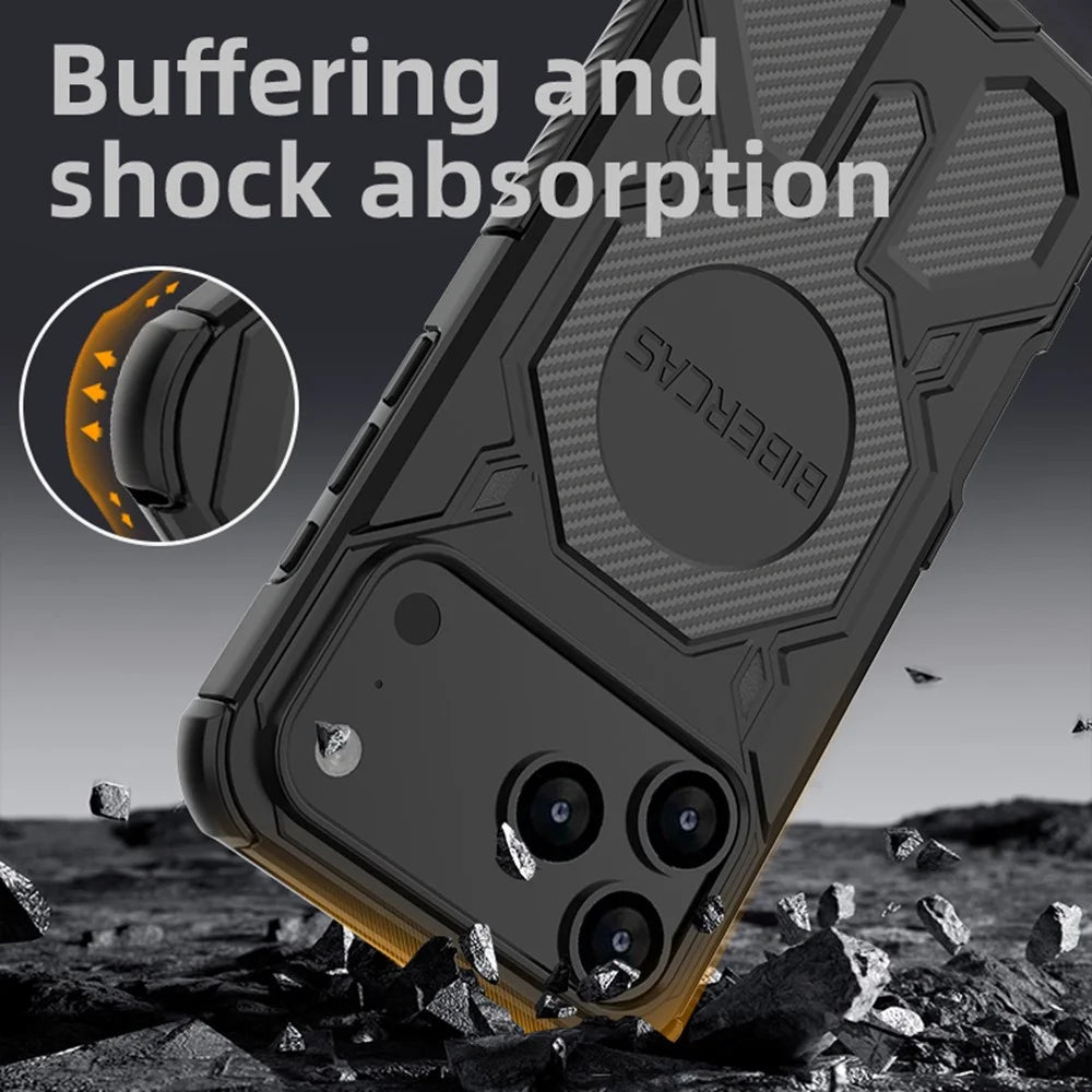 BIBERCAS J-16 Series For iPhone 18 Pro / 17 Pro Case Compatible with MagSafe Anti Drop TPU + PC Phone Cover - Black - 3