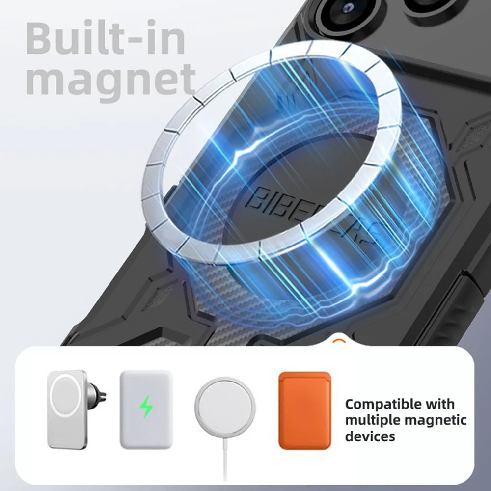 BIBERCAS J-16 Series For iPhone 18 Pro / 17 Pro Case Compatible with MagSafe Anti Drop TPU + PC Phone Cover - Black - 4
