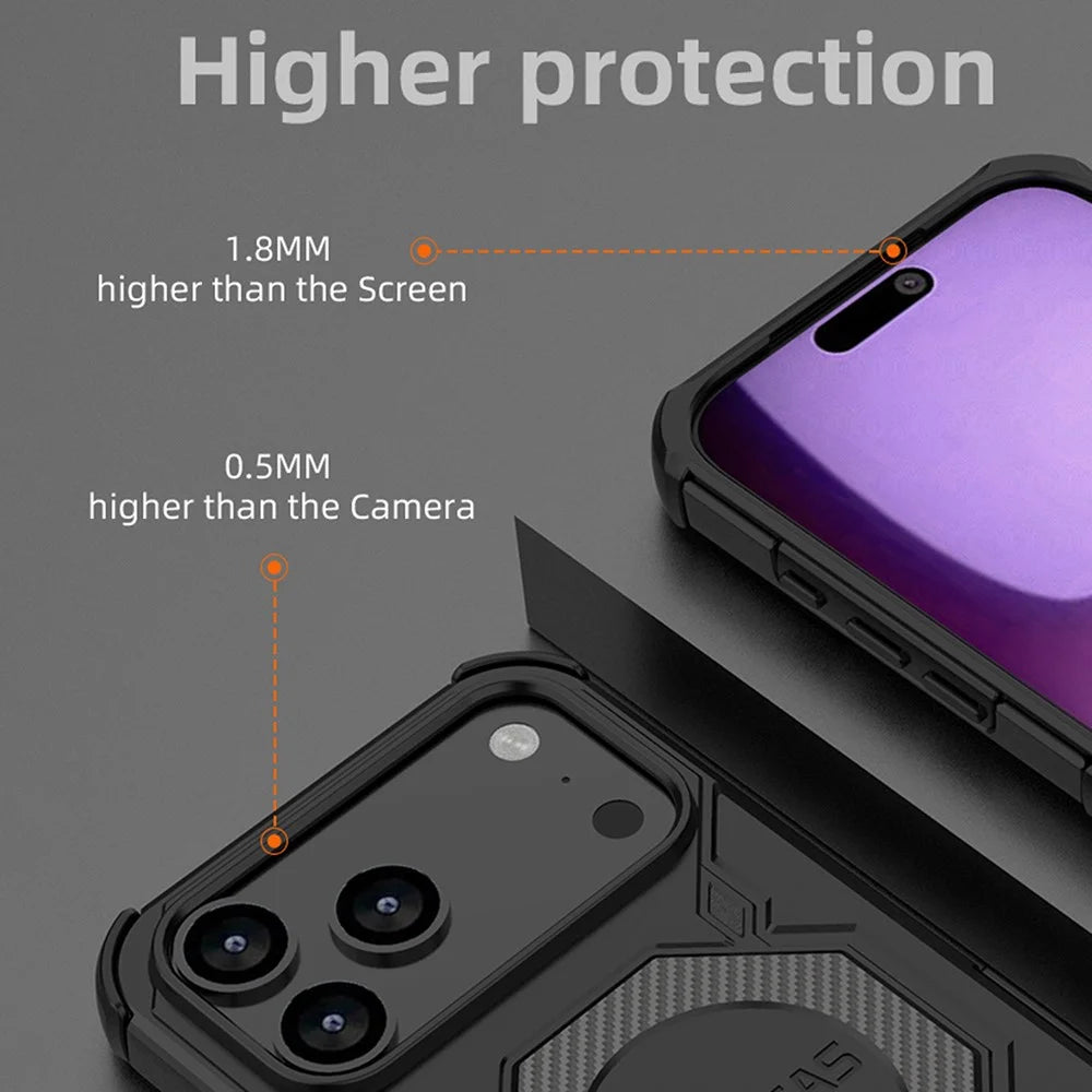 BIBERCAS J-16 Series For iPhone 18 Pro / 17 Pro Case Compatible with MagSafe Anti Drop TPU + PC Phone Cover - Black - 5