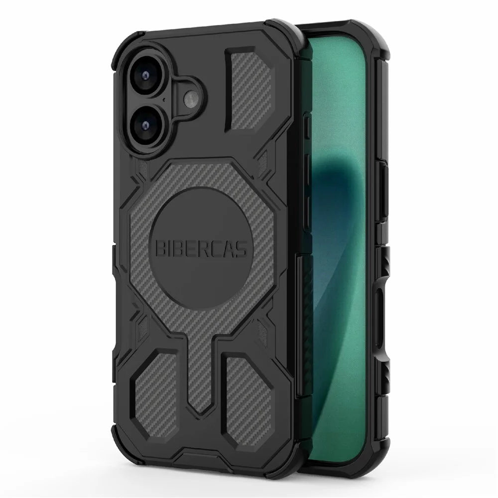 BIBERCAS J-16 Series For iPhone 17 Case Compatible with MagSafe Anti Drop TPU + PC Phone Cover - Black - 2