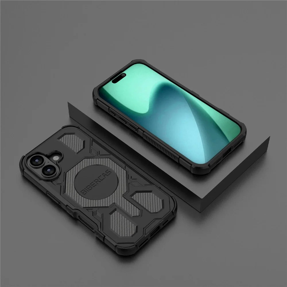 BIBERCAS J-16 Series For iPhone 17 Case Compatible with MagSafe Anti Drop TPU + PC Phone Cover - Black - 7