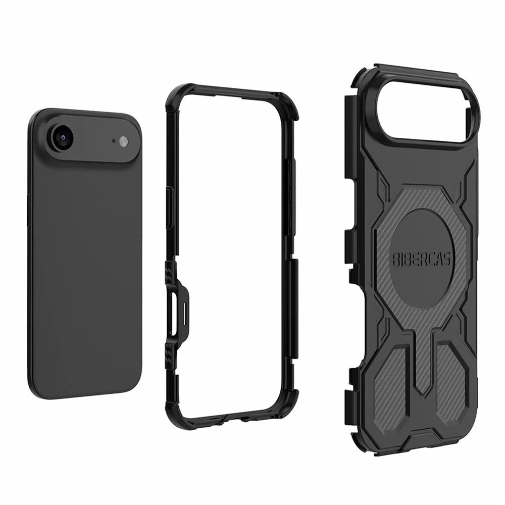 BIBERCAS J-16 Series For iPhone Air Case Compatible with MagSafe Anti Drop TPU + PC Phone Cover - Black - 5