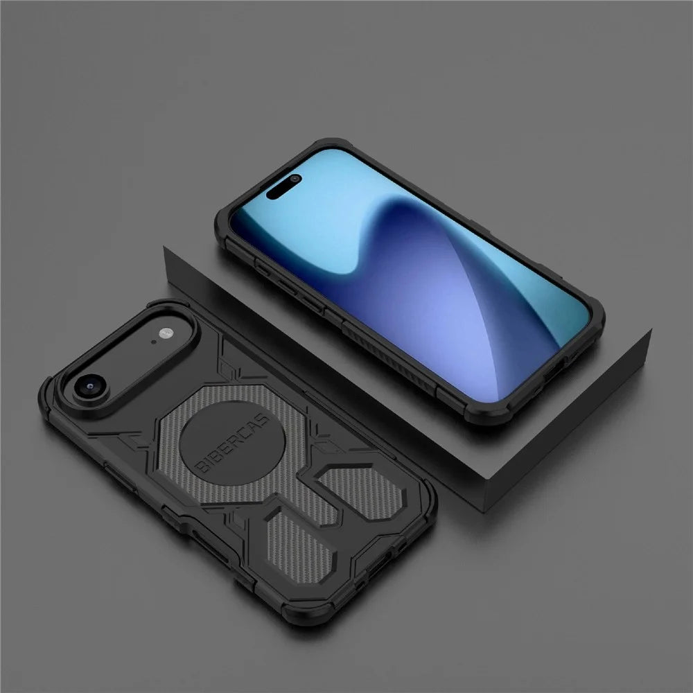 BIBERCAS J-16 Series For iPhone Air Case Compatible with MagSafe Anti Drop TPU + PC Phone Cover - Black - 7