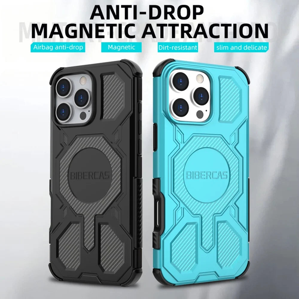 BIBERCAS J-16 Series For iPhone 16 Pro Case Compatible with MagSafe Anti Drop TPU + PC Phone Cover - Black - 2