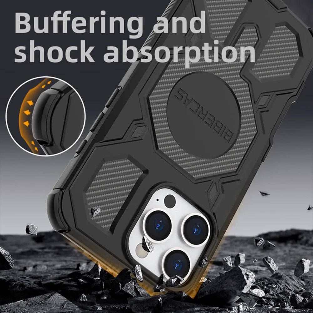 BIBERCAS J-16 Series For iPhone 16 Pro Case Compatible with MagSafe Anti Drop TPU + PC Phone Cover - Black - 3