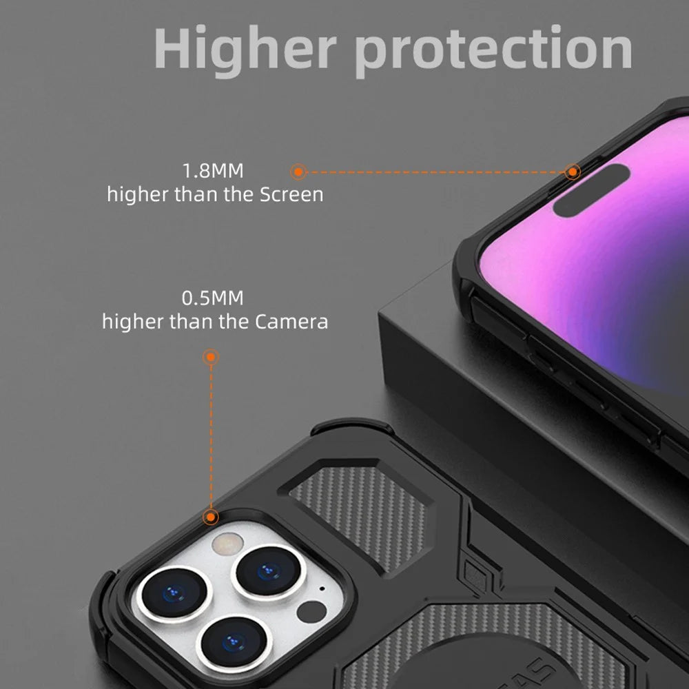 BIBERCAS J-16 Series For iPhone 16 Pro Case Compatible with MagSafe Anti Drop TPU + PC Phone Cover - Black - 5