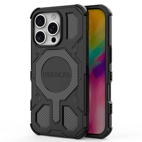 BIBERCAS J-16 Series For iPhone 16 Pro Max Case Compatible with MagSafe Anti Drop TPU + PC Phone Cover - Black - 1
