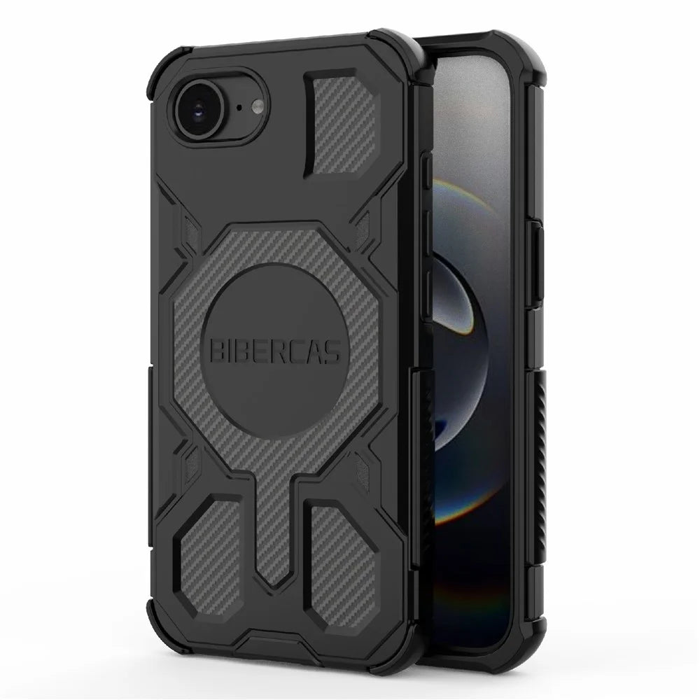 BIBERCAS J-16 Series For iPhone 17e / 16e Case Compatible with MagSafe Anti Drop TPU + PC Phone Cover - Black - 2