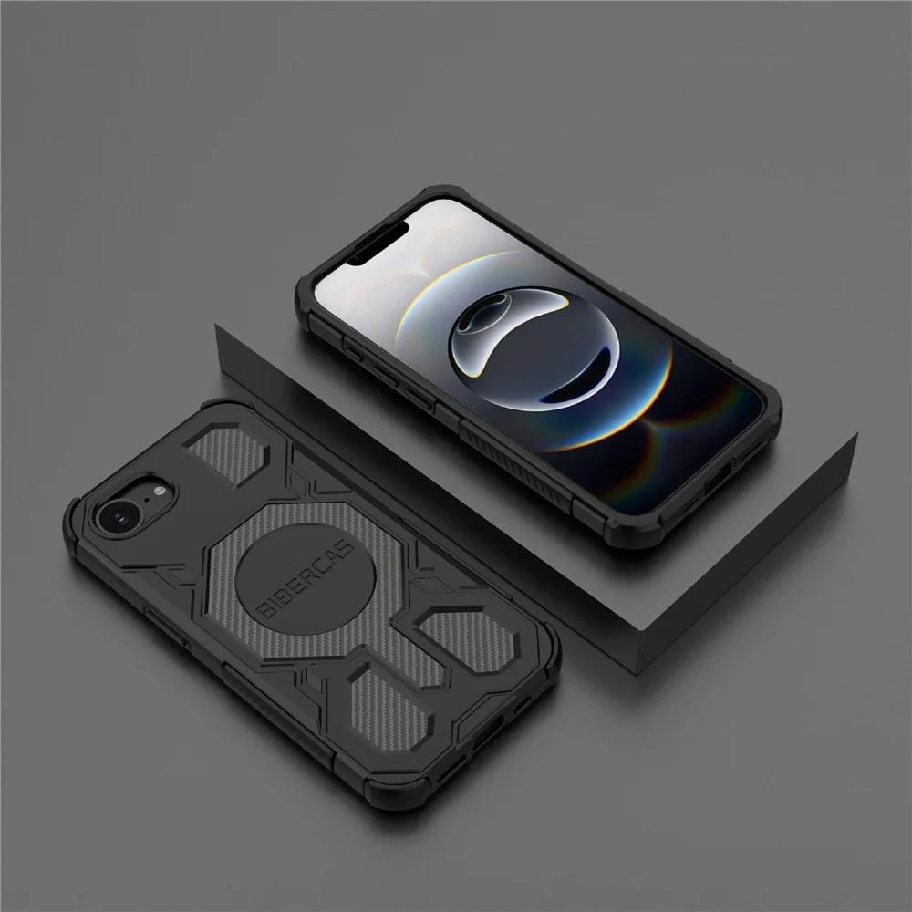 BIBERCAS J-16 Series For iPhone 17e / 16e Case Compatible with MagSafe Anti Drop TPU + PC Phone Cover - Black - 7