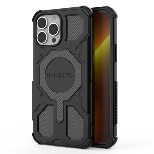 BIBERCAS J-16 Series For iPhone 13 Pro Case Compatible with MagSafe Anti Drop TPU + PC Phone Cover - Black - 1