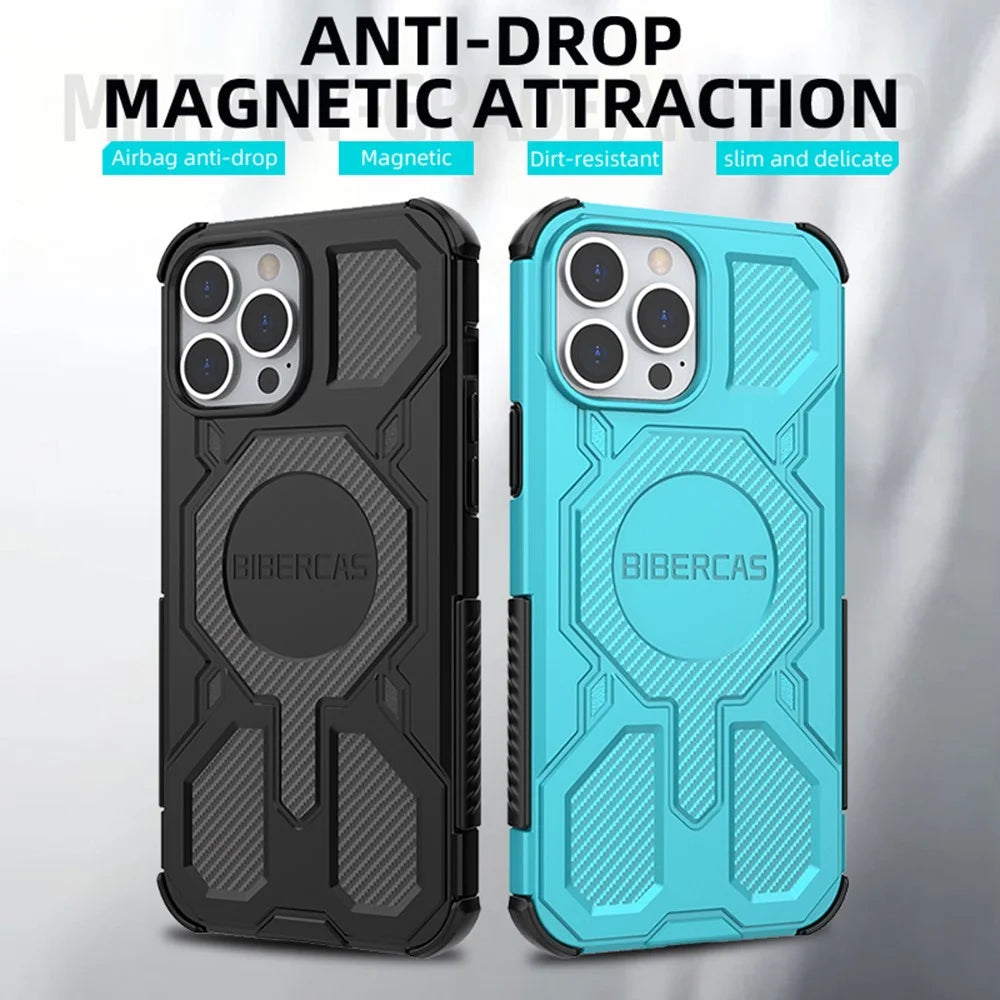 BIBERCAS J-16 Series For iPhone 13 Pro Case Compatible with MagSafe Anti Drop TPU + PC Phone Cover - Black - 2